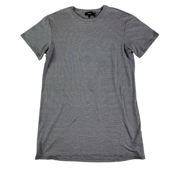 Theory Perfect Stripe Pima Cotton T-Shirt Size Small Black White Crewneck - Picture 1 of 5